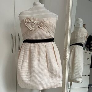 BCBGMaxAzria Strapless Dress in Cream and Black